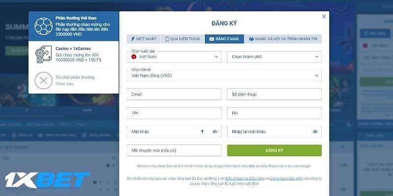 Các bước đăng ký 1XBET trên điện thoại di động (Android & iOS)